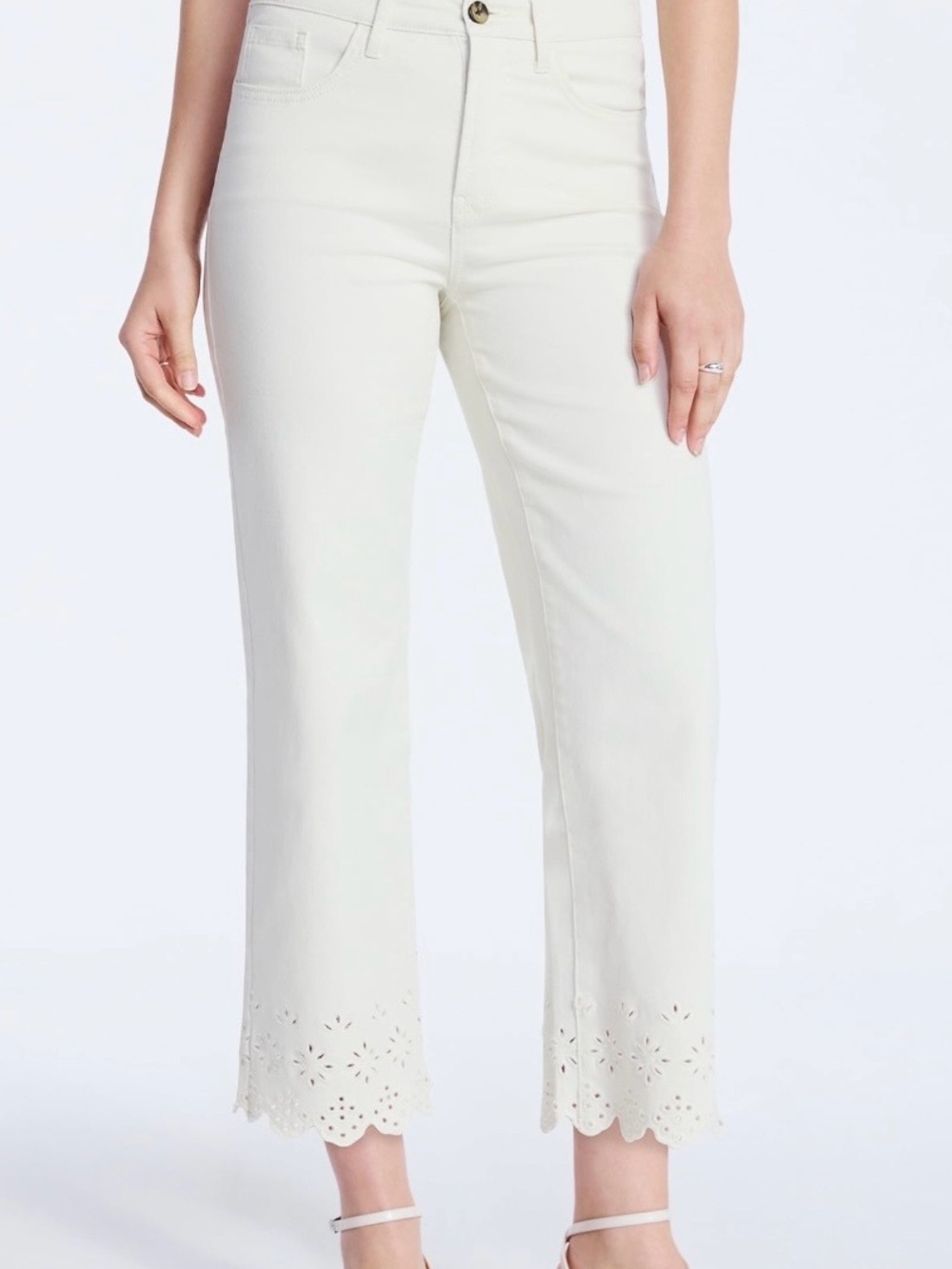 Free Assembly Cropped Wide-Leg Eyelet Hem Jeans